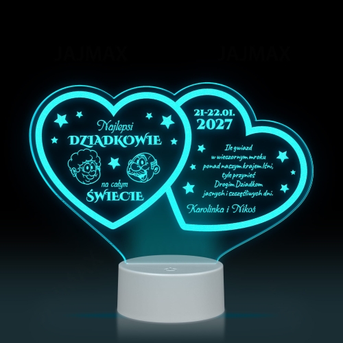 Statuetka LED dwa serca PREZENT DLA DZIADKÓW grawer