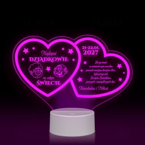 Statuetka LED dwa serca PREZENT DLA DZIADKÓW grawer