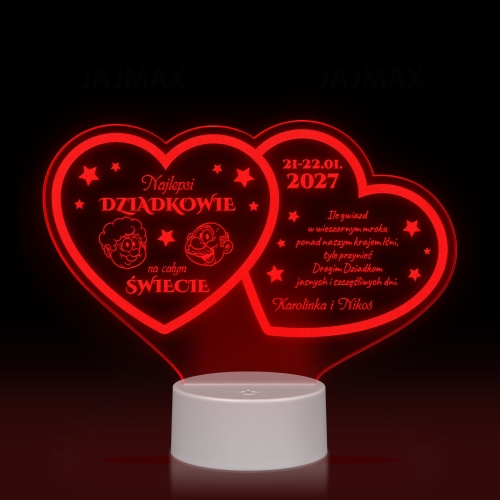 Statuetka LED dwa serca PREZENT DLA DZIADKÓW grawer