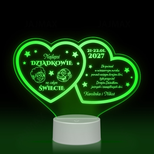 Statuetka LED dwa serca PREZENT DLA DZIADKÓW grawer
