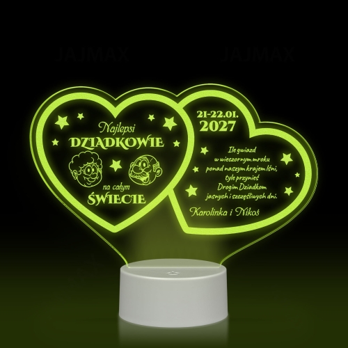 Statuetka LED dwa serca PREZENT DLA DZIADKÓW grawer