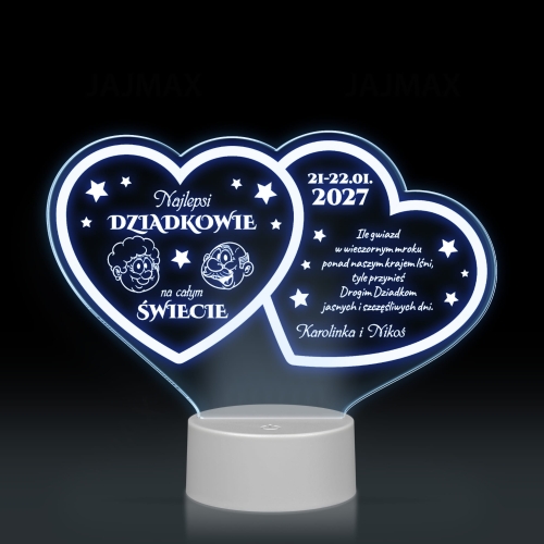 Statuetka LED dwa serca PREZENT DLA DZIADKÓW grawer