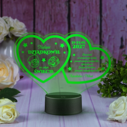 Statuetka LED dwa serca PREZENT DLA DZIADKÓW grawer