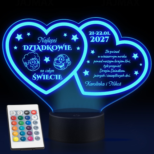 Statuetka LED dwa serca PREZENT DLA DZIADKÓW grawer