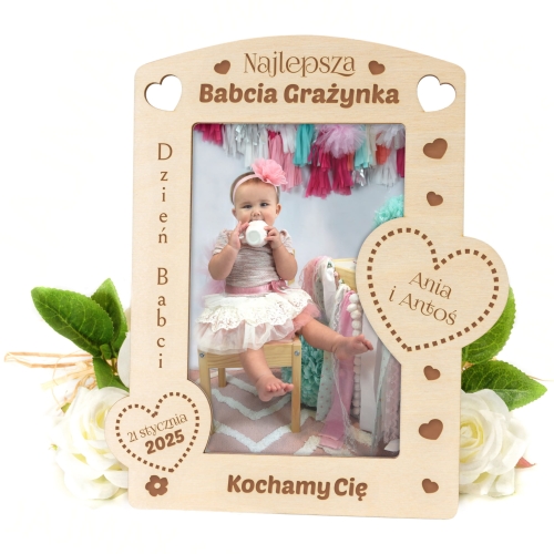 PIĘKNA RAMKA NA FOTOGRAFIĘ prezent na Dzień Babci dla Babci grawer