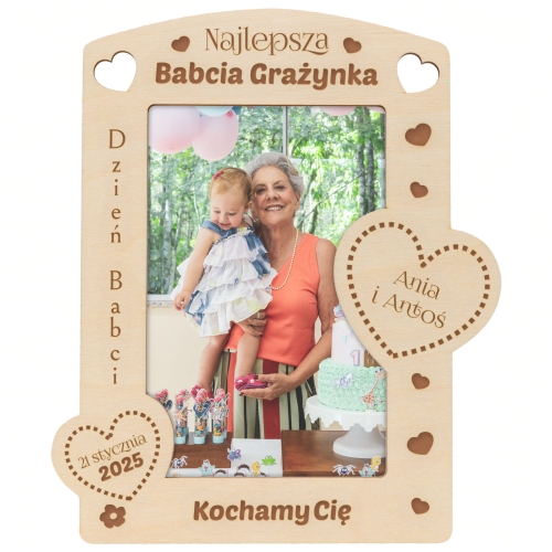 PIĘKNA RAMKA NA FOTOGRAFIĘ prezent na Dzień Babci dla Babci grawer