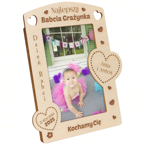 PIĘKNA RAMKA NA FOTOGRAFIĘ prezent na Dzień Babci dla Babci grawer