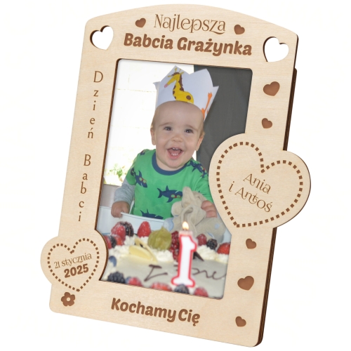 PIĘKNA RAMKA NA FOTOGRAFIĘ prezent na Dzień Babci dla Babci grawer