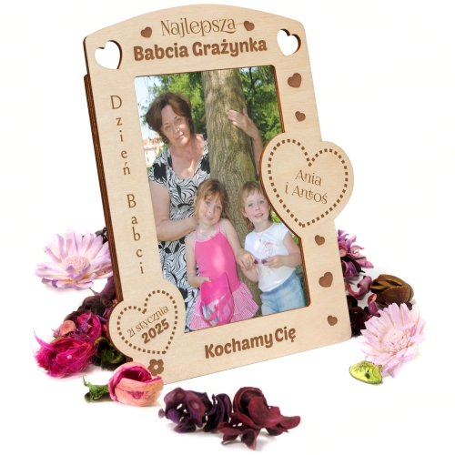 PIĘKNA RAMKA NA FOTOGRAFIĘ prezent na Dzień Babci dla Babci grawer