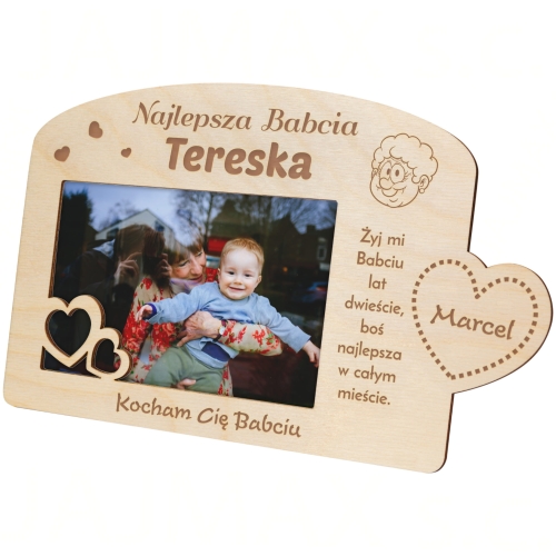 WYJĄTKOWY PREZENT ramka na zdjęcia najlepsza Babcia z grawerem