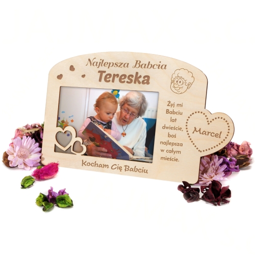 WYJĄTKOWY PREZENT ramka na zdjęcia najlepsza Babcia z grawerem