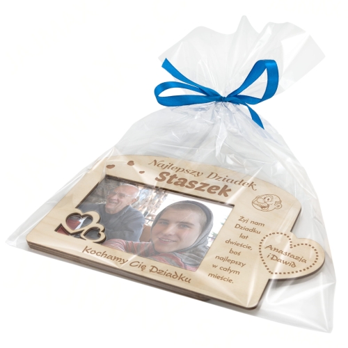 DREWNIANA RAMKA NA ZDJĘCIA najlepszy Dziadek prezent od wnuków imię