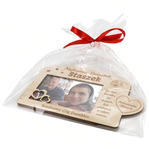 DREWNIANA RAMKA NA ZDJĘCIA najlepszy Dziadek prezent od wnuków imię