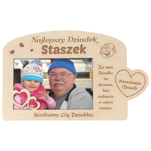 DREWNIANA RAMKA NA ZDJĘCIA najlepszy Dziadek prezent od wnuków imię
