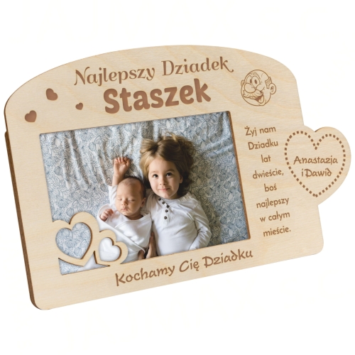 DREWNIANA RAMKA NA ZDJĘCIA najlepszy Dziadek prezent od wnuków imię