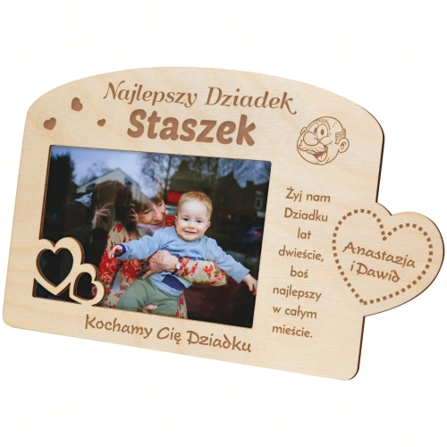 DREWNIANA RAMKA NA ZDJĘCIA najlepszy Dziadek prezent od wnuków imię