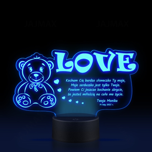 ROMANTYCZNA LAMPKA NOCNA prezent na Walentynki MIŚ LOVE grawer