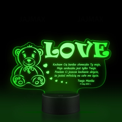 ROMANTYCZNA LAMPKA NOCNA prezent na Walentynki MIŚ LOVE grawer