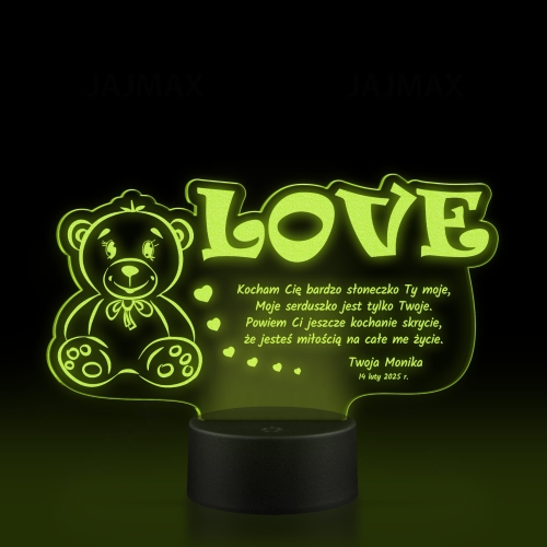 ROMANTYCZNA LAMPKA NOCNA prezent na Walentynki MIŚ LOVE grawer