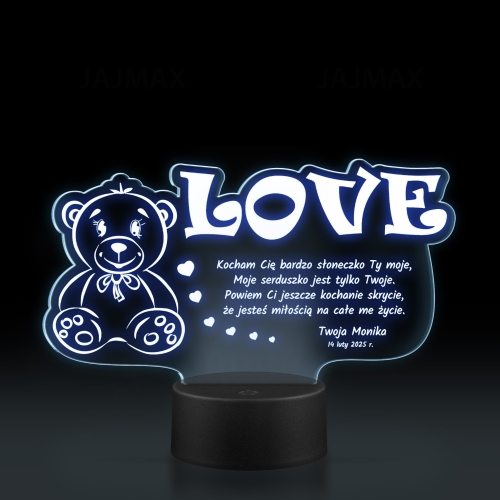 ROMANTYCZNA LAMPKA NOCNA prezent na Walentynki MIŚ LOVE grawer