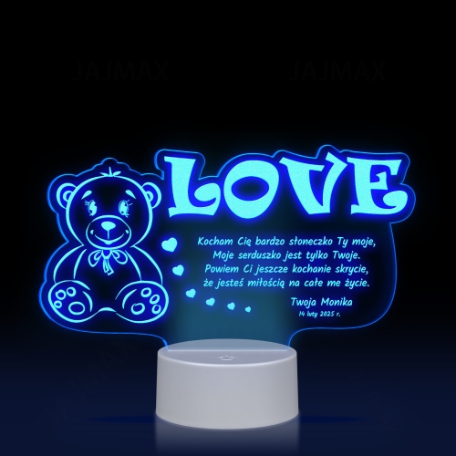 ROMANTYCZNA LAMPKA NOCNA prezent na Walentynki MIŚ LOVE grawer