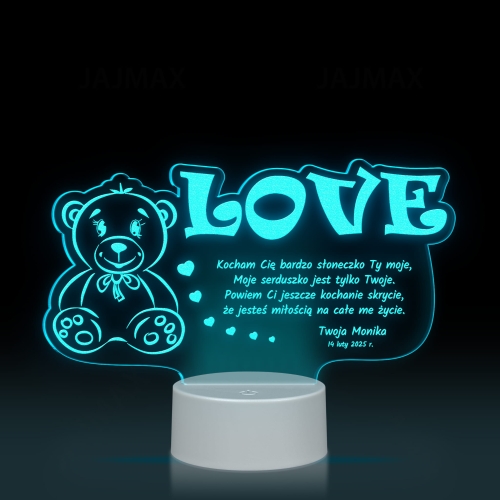ROMANTYCZNA LAMPKA NOCNA prezent na Walentynki MIŚ LOVE grawer