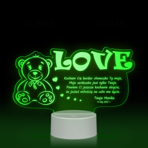 ROMANTYCZNA LAMPKA NOCNA prezent na Walentynki MIŚ LOVE grawer