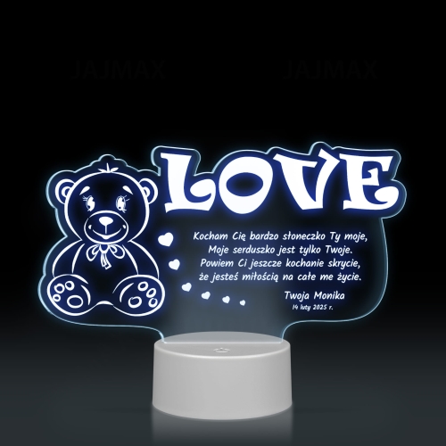 ROMANTYCZNA LAMPKA NOCNA prezent na Walentynki MIŚ LOVE grawer