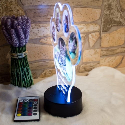 Personalizowana lampka z łapką pupila prezent dla miłośnika psa i kota