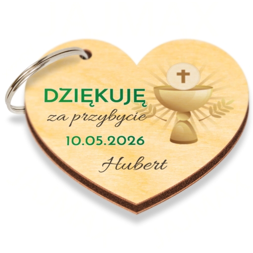 Podziękowania na komunię brelok serce z imieniem dziecka