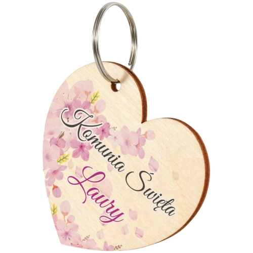 Podziękowania komunia zestaw cukierki plus breloczek serce dla gości