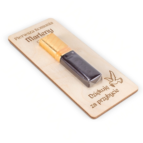 Podziękowania dla gości komunia drewniana deseczka z Merci
