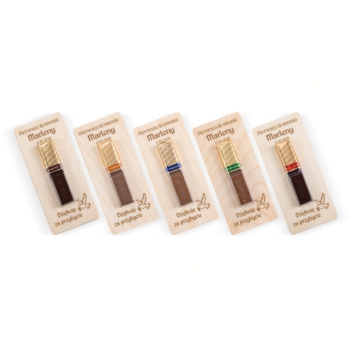 Podziękowania dla gości komunia drewniana deseczka z Merci