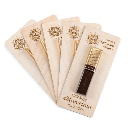 Podziękowania na komunię Merci upominek dla gości z imieniem