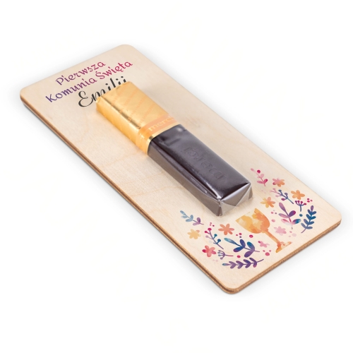 Podziękowania dla gości komunia czekoladka Merci z imieniem