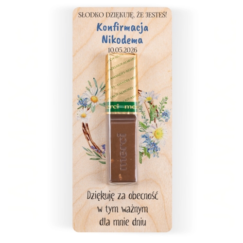 Podziękowania dla gości KONFIRMACJA Merci z imieniem KONFIRMACJI