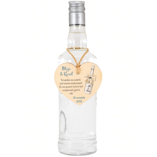 Zawieszki na alkohol serce ŚLUB WESELE nadruk