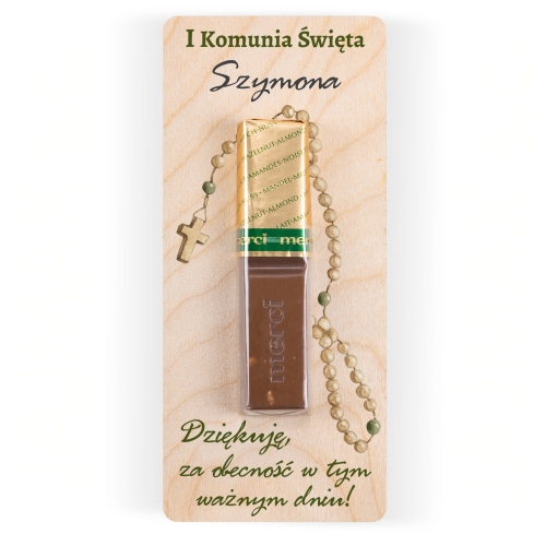 Podziękowania dla gości komunia personalizowana czekoladka Merci