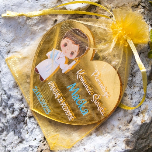 PREZENTY DLA GOŚCI KOMUNIJNYCH magnes serce lustro eleganckie