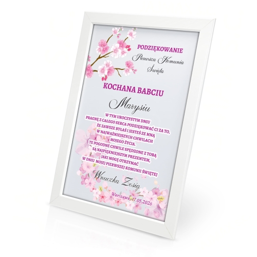 Podziękowanie dla babci ramka pamiątka Pierwszej Komunii Świętej