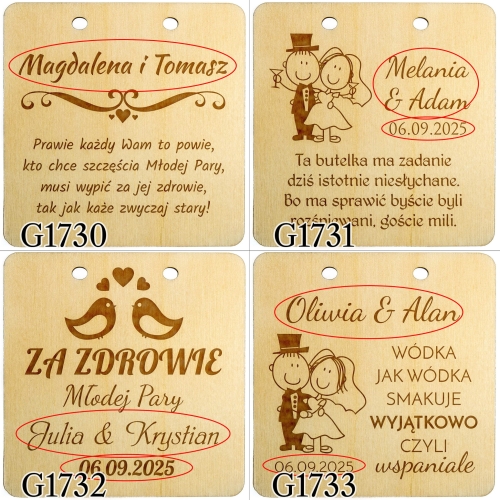 ZAWIESZKA ŚLUBNA kwadrat wesele ślub grawer