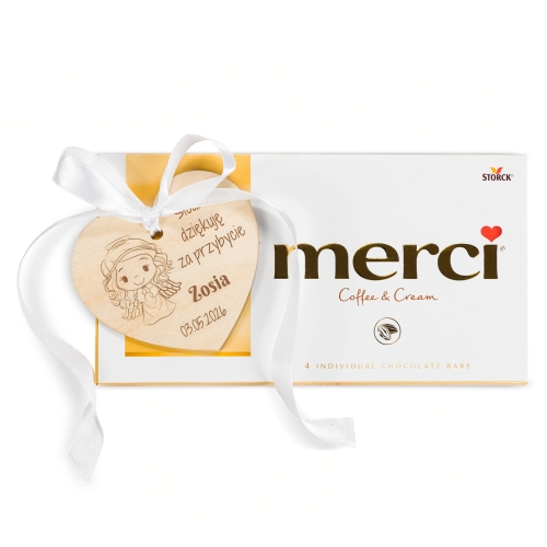 Czekolada Merci z sercem PODZIĘKOWANIE DLA GOŚCI KOMUNIA