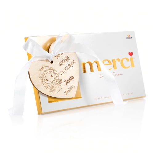 Czekolada Merci z sercem PODZIĘKOWANIE DLA GOŚCI KOMUNIA