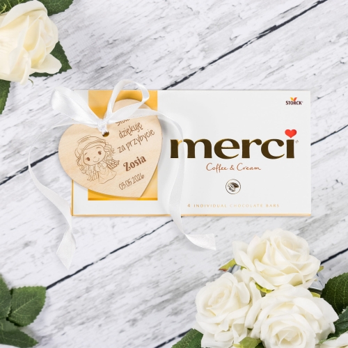 Czekolada Merci z sercem PODZIĘKOWANIE DLA GOŚCI KOMUNIA