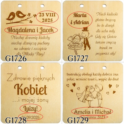 ZAWIESZKA ŚLUBNA kwadrat wesele ślub grawer