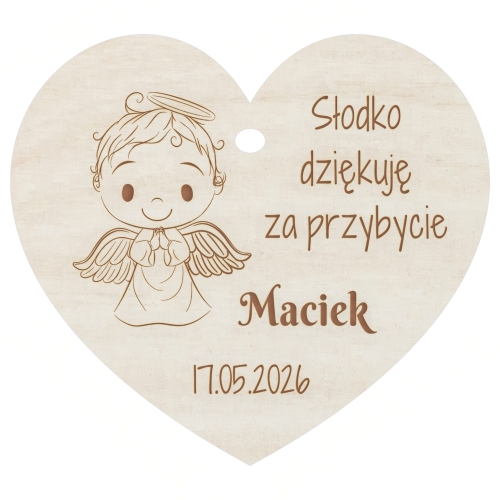 Podziękowanie na komunię Merci z serduszkiem dla gości