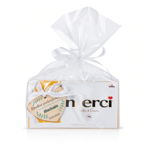 UPOMINKI DLA GOŚCI KOMUNIJNYCH czekolada Merci z sercem nadruk