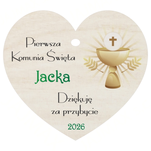 Prezent na komunię Merci podziękowanie dla gości serce