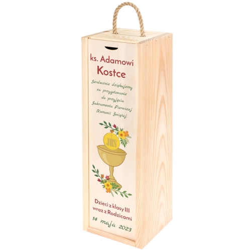 Skrzynka na wino PODZIĘKOWANIA dla księdza KOMUNIA