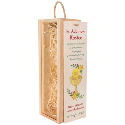 Skrzynka na wino PODZIĘKOWANIA dla księdza KOMUNIA